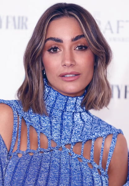 Frankie Bridge in Blue Knitted Dress